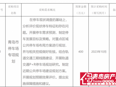 青岛市停车场专项规划项目采购意向